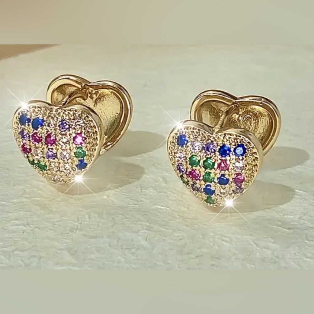 Heart multicolour Earrings - Picture 1 of 4